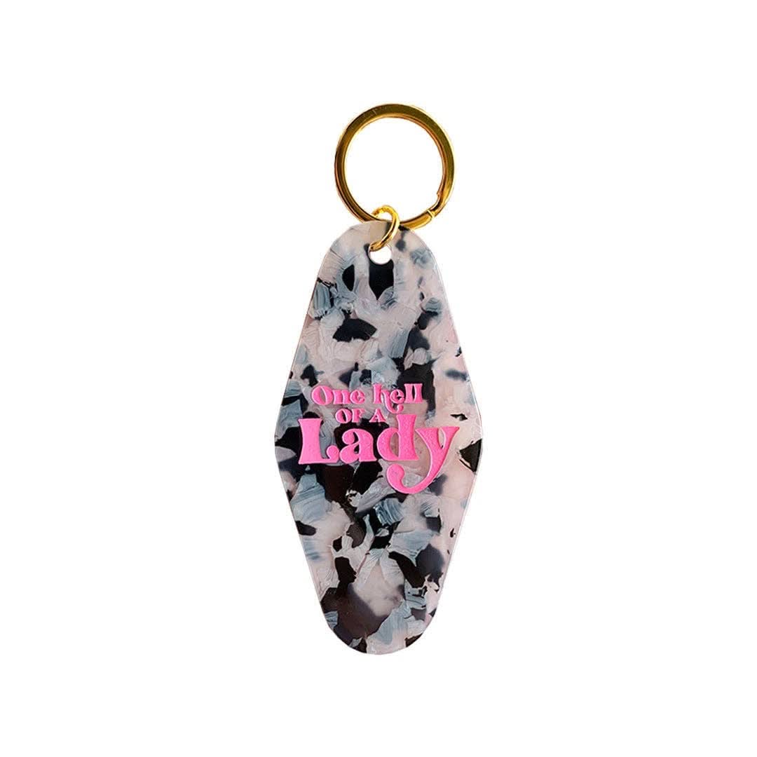 Marble One Hell Of A Lady motel keychain