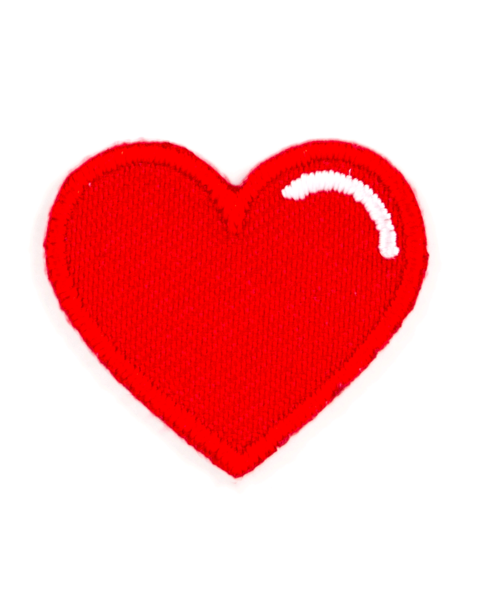 Red heart-shaped patch on a white background