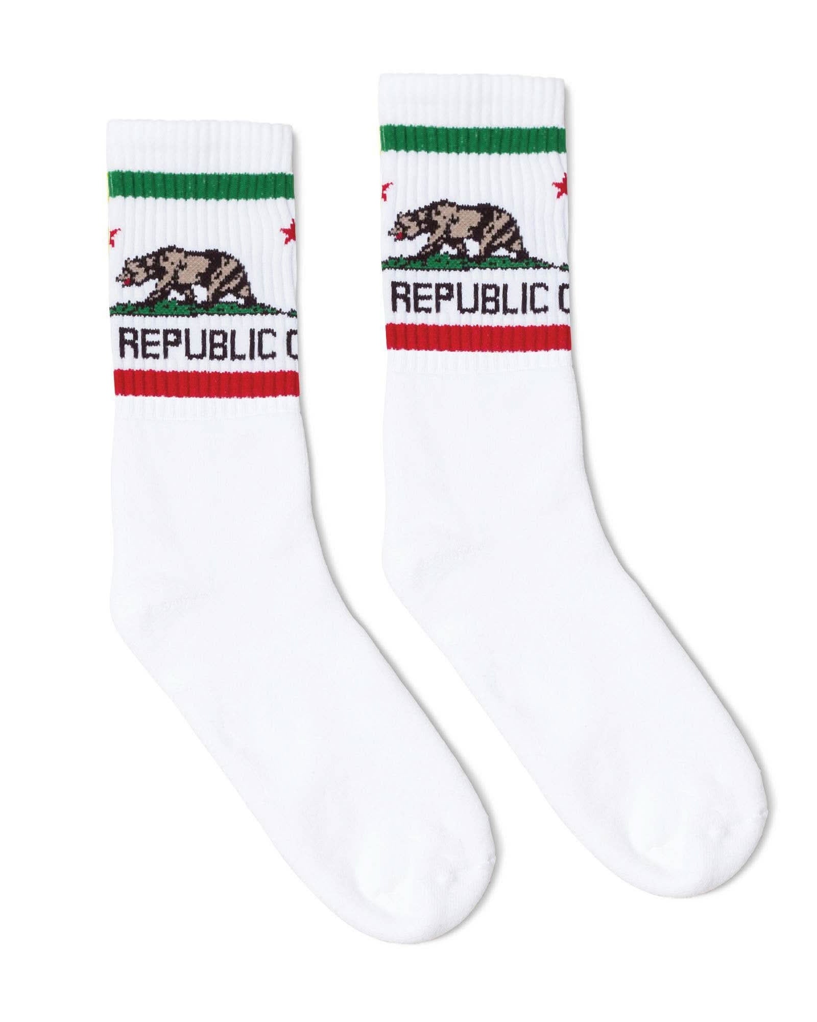 White California republic tube socks with bear image