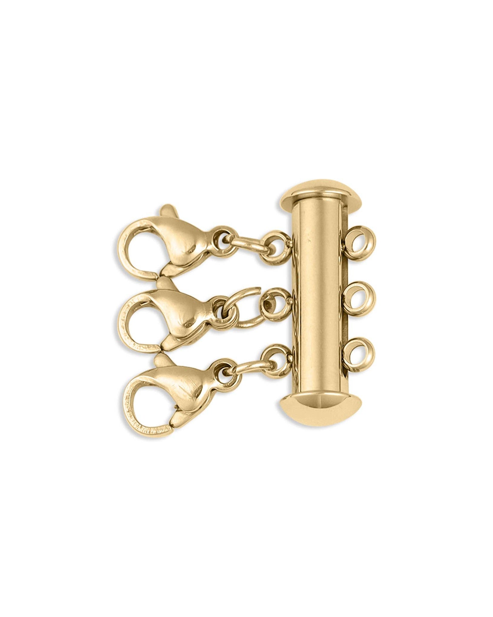 Gold jewelry clasp on a white background