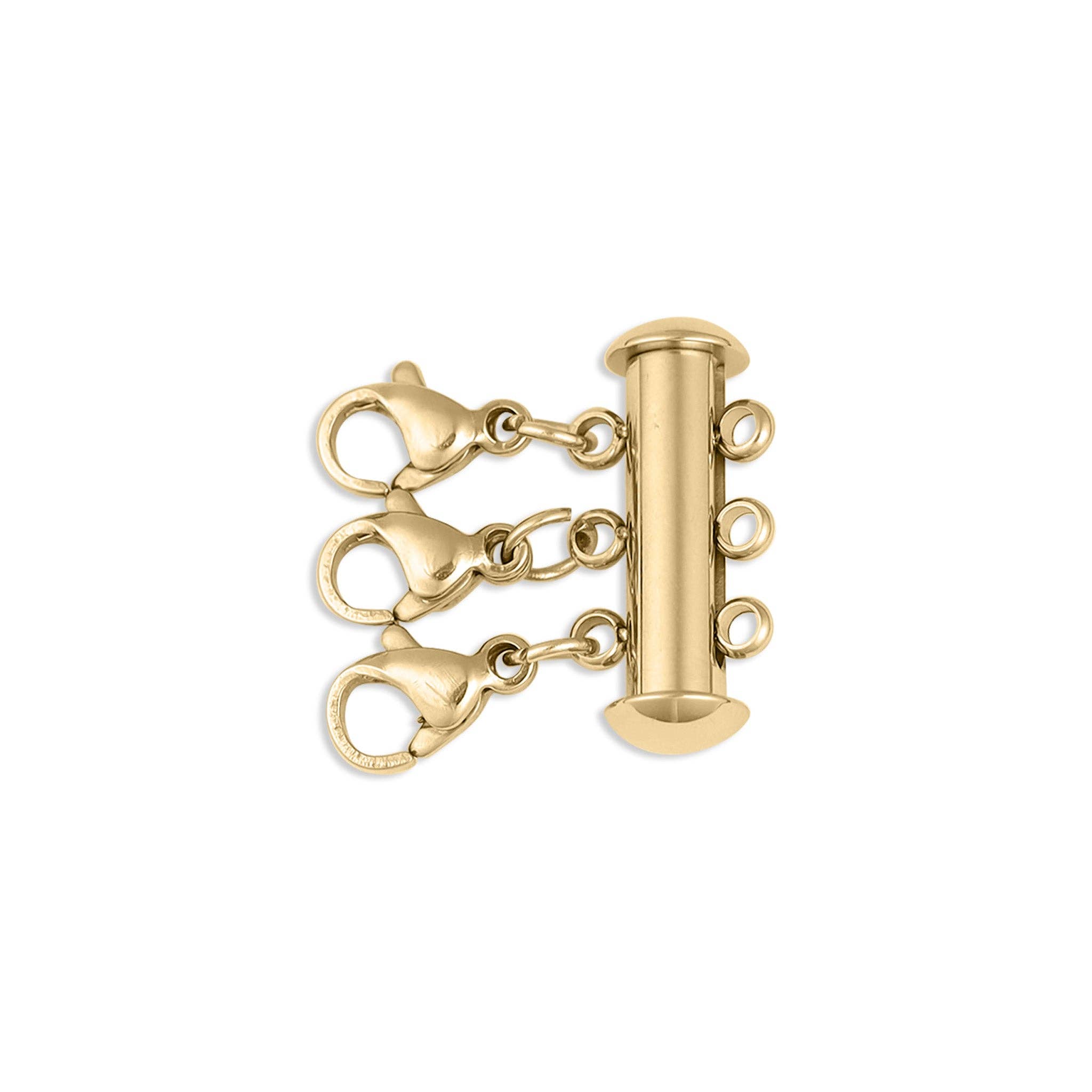 Gold jewelry clasp on a white background