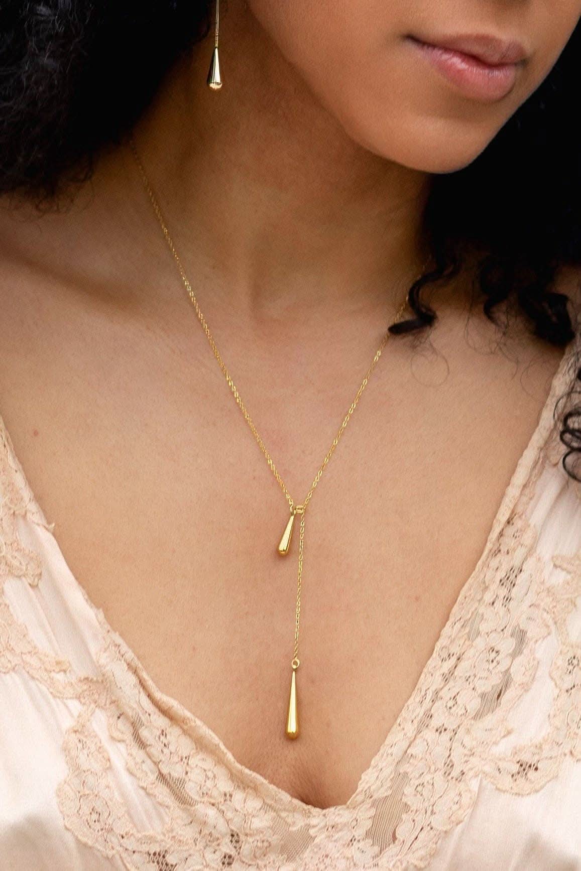 Tear Drop Threader Necklace