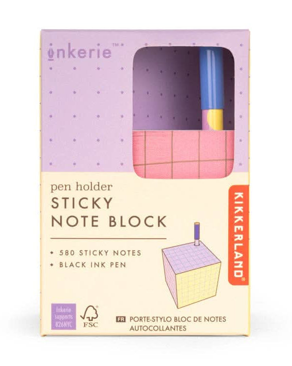 Colorful Sticky note block with pen in packaging