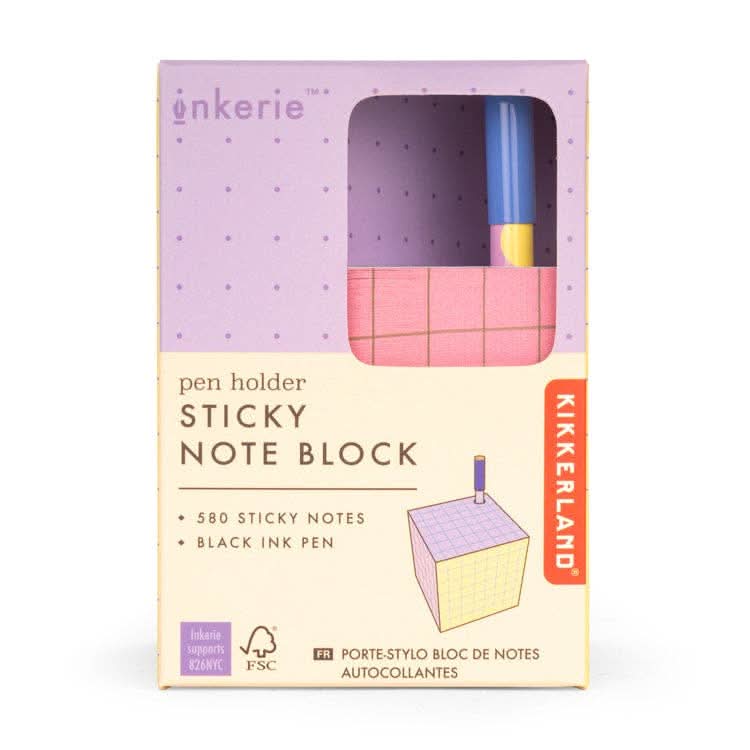Colorful Sticky note block with pen in packaging