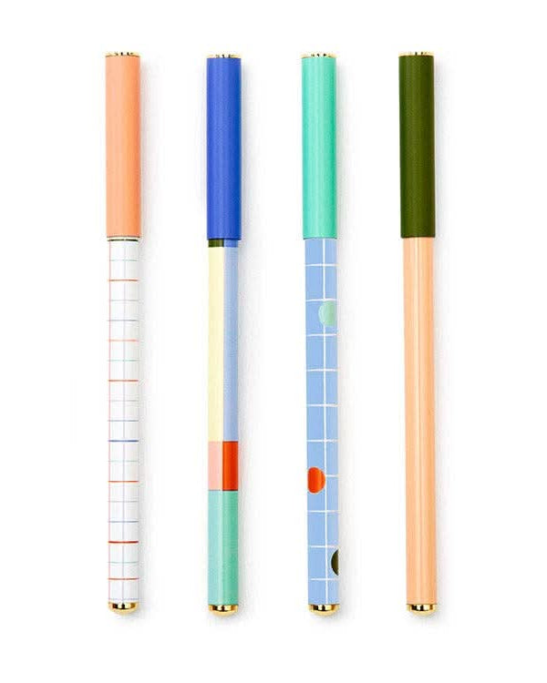 Four pens in various patterns