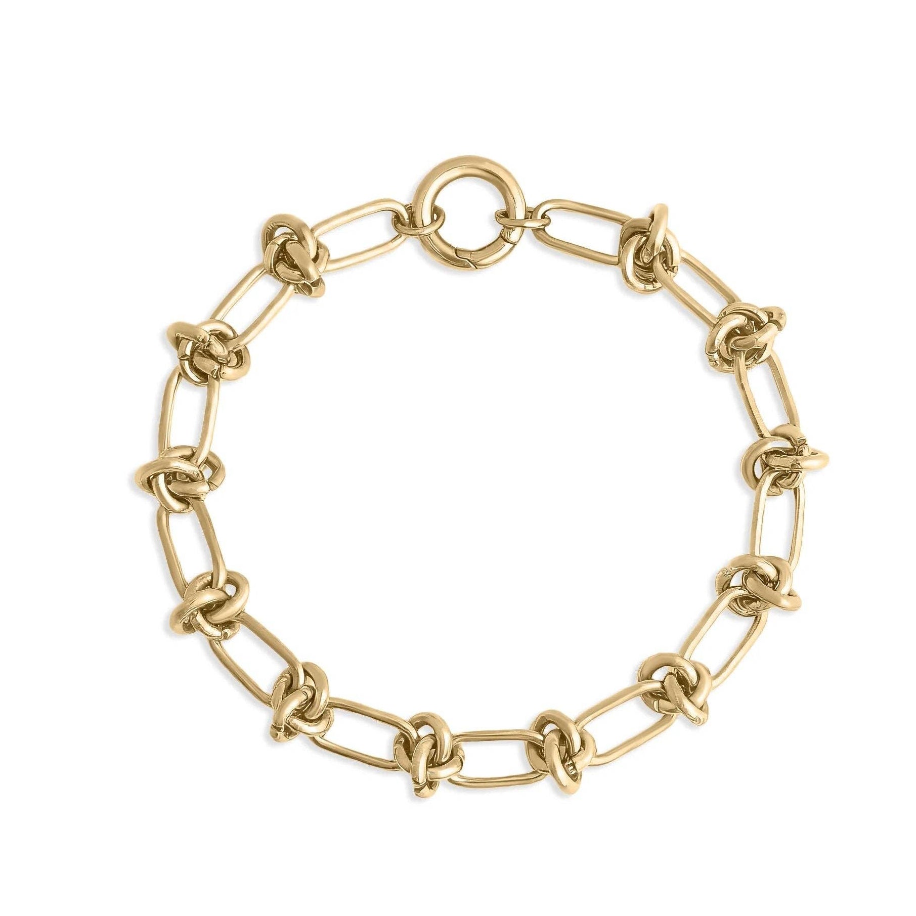 Gold chain bracelet on a white background