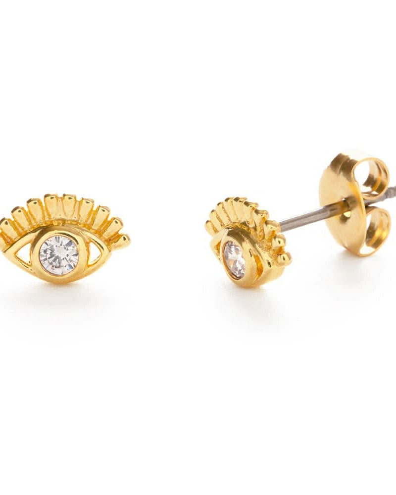 amano studios crystal eye of protection gold stud