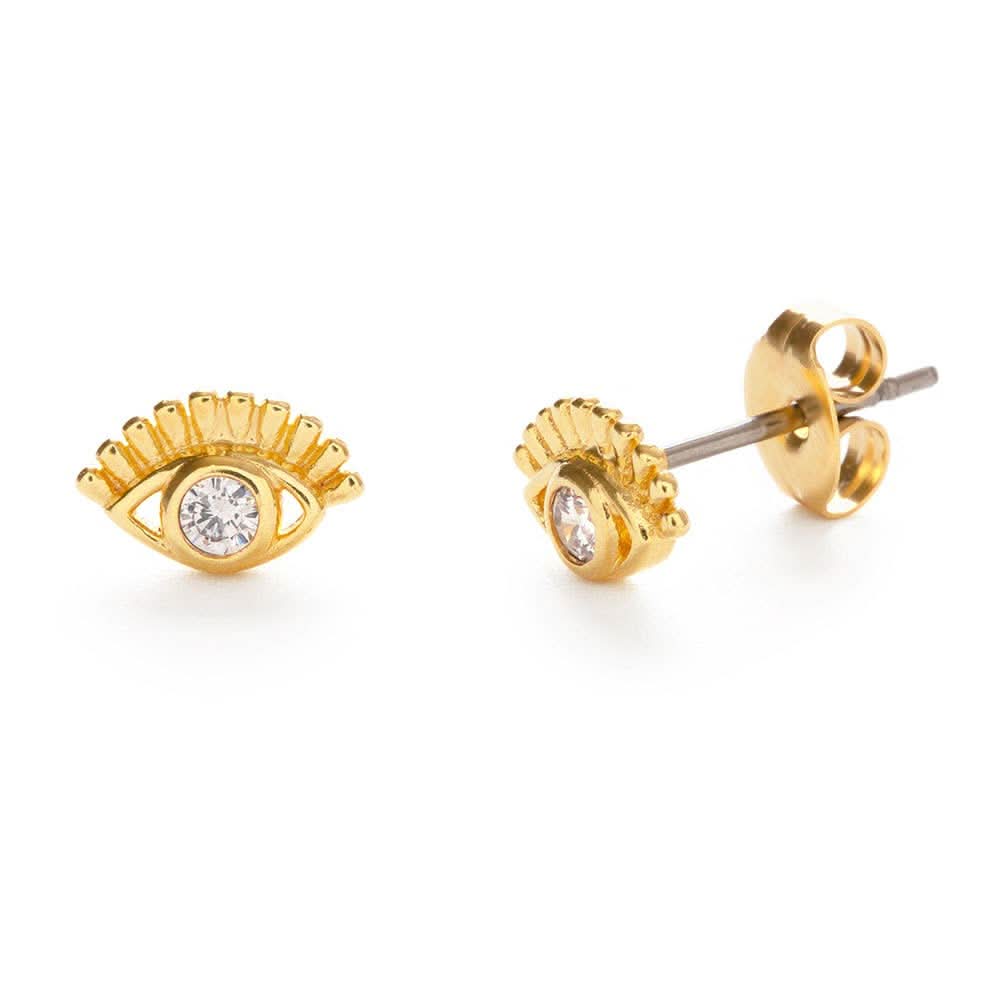amano studios crystal eye of protection gold stud