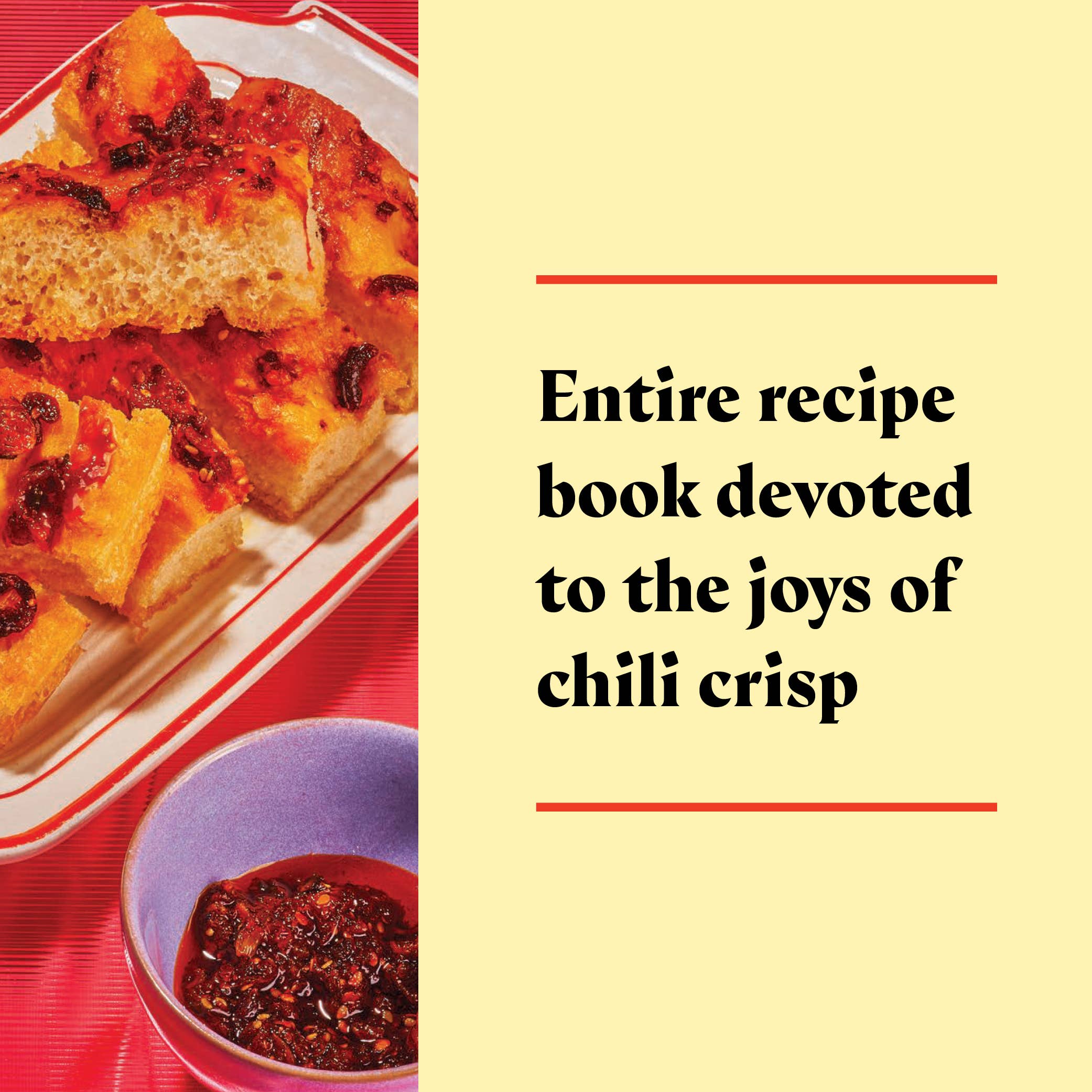 Book cover with chili crisp and text on a yellow background