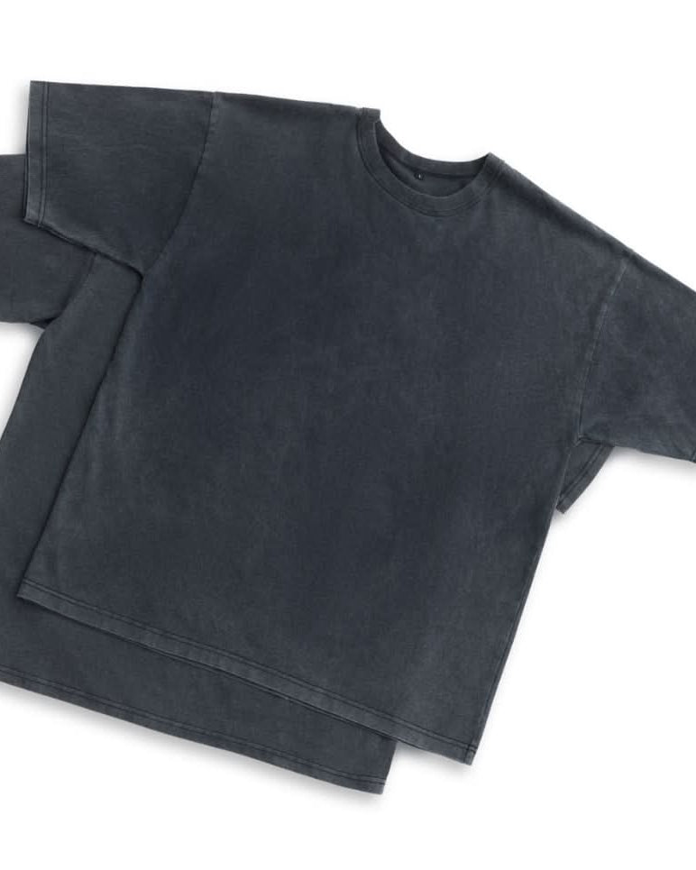 Two black, vintage, washed, oversized, box, tee t-shirts