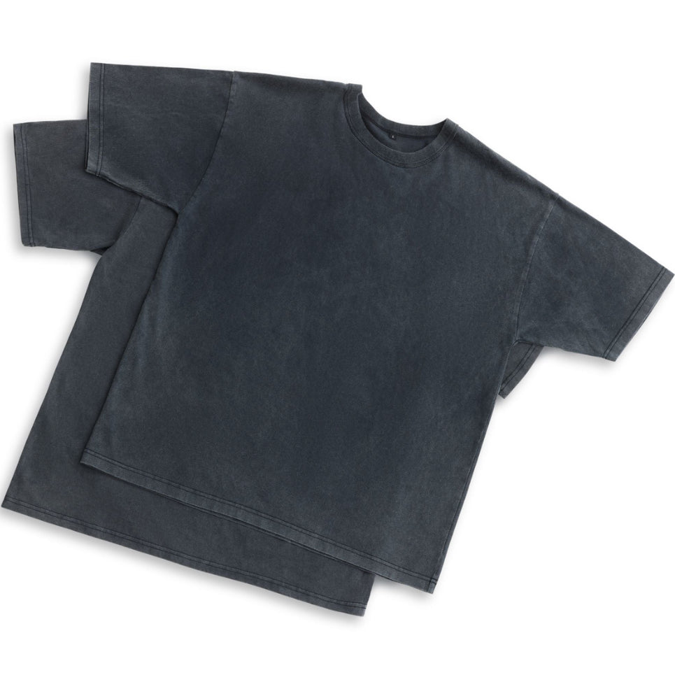 Two black, vintage, washed, oversized, box, tee t-shirts