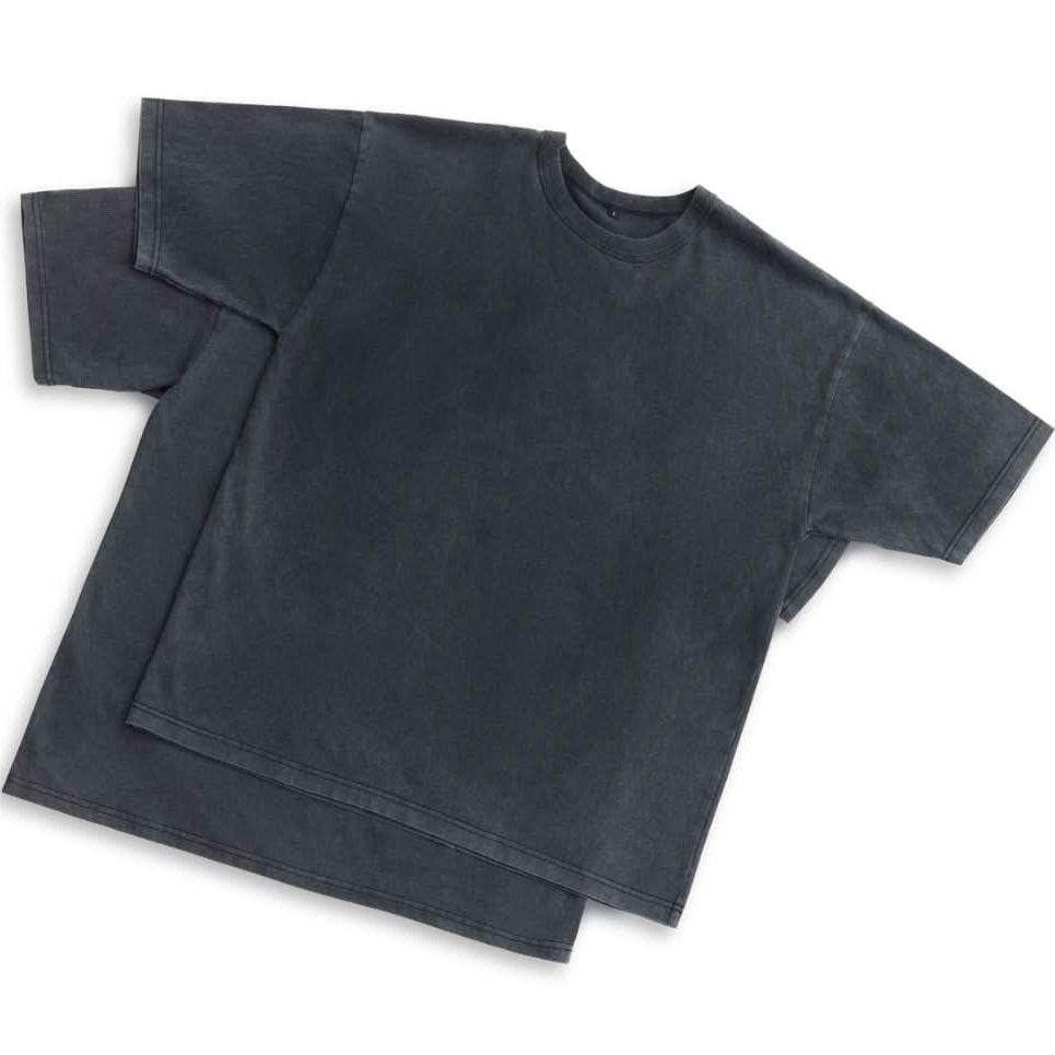 Two black, vintage, washed, oversized, box, tee t-shirts