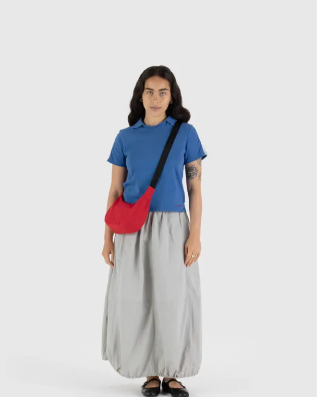 Red BAGGU Small Nylon Crescent Bag