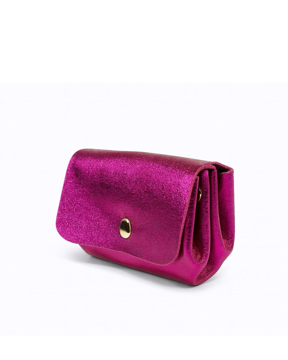 Pink handbag with a gold clasp on a white background