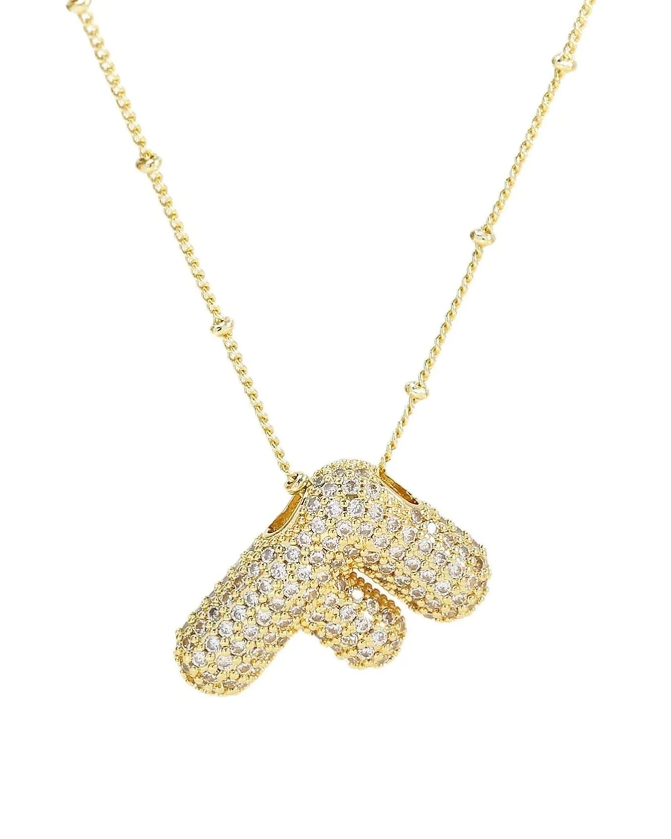 A Balloon Bubble Initial CZ Necklace - 18K Gold | Unique gifts for her on anniversary | FORM + CONTENT