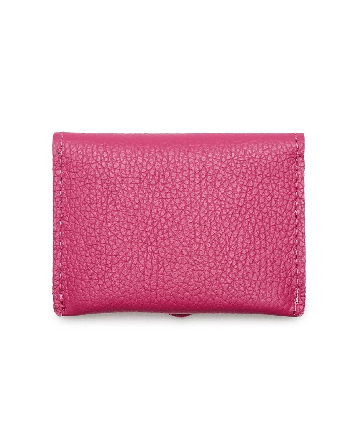 Pink Grained cowhide leather card holder with gold Snap button closure