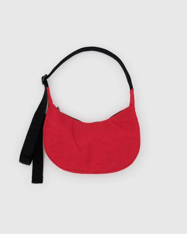 Red BAGGU Small Nylon Crescent Bag