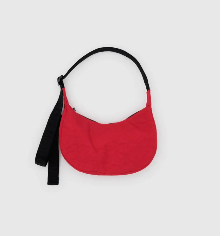 Red BAGGU Small Nylon Crescent Bag