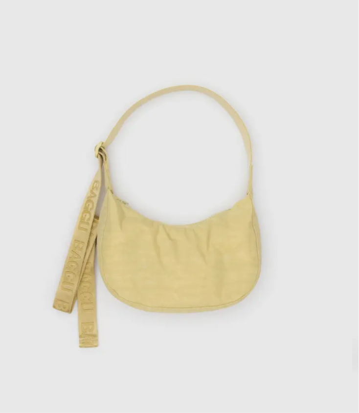 Yellow BAGGU Small Nylon Crescent Bag