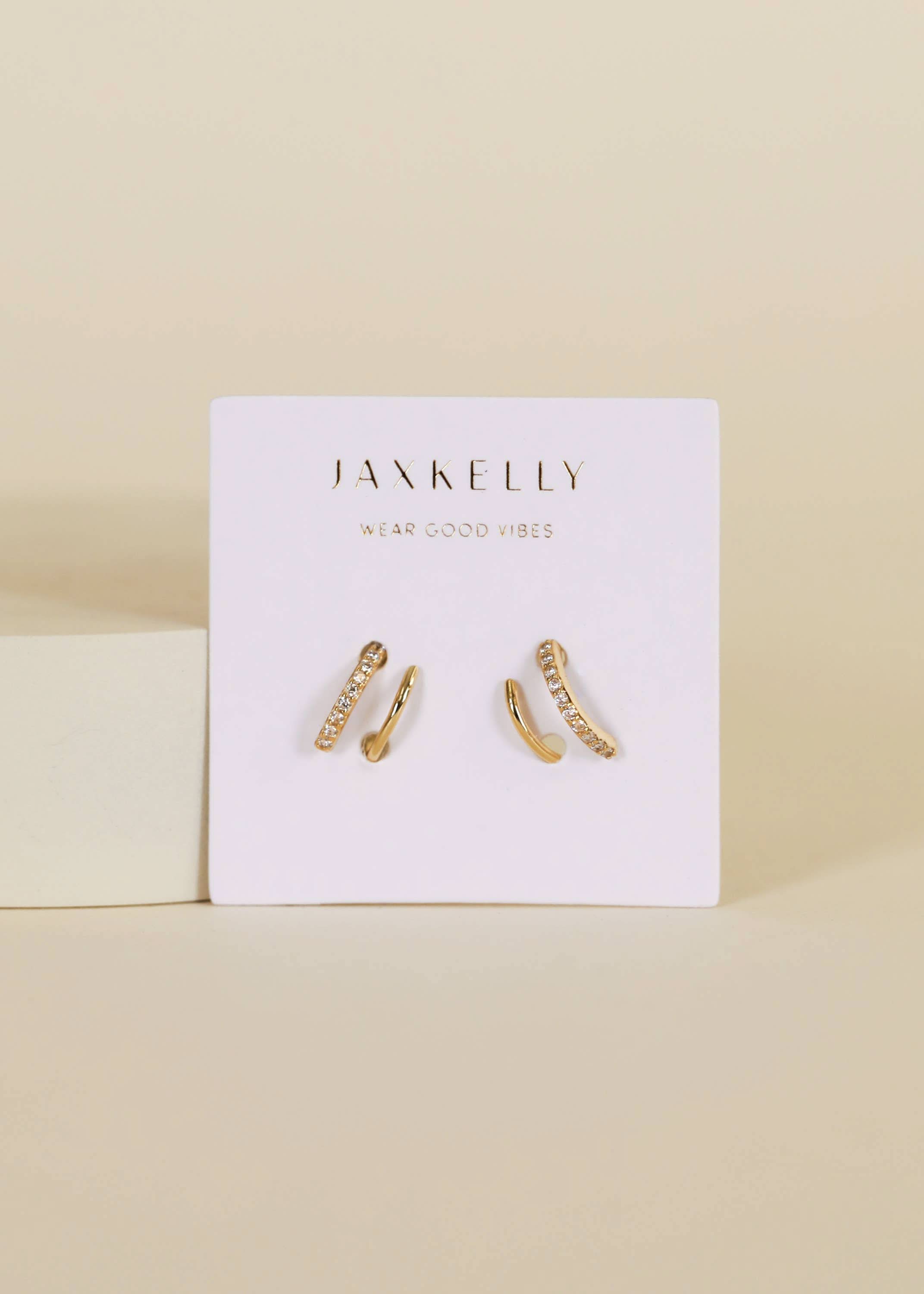 Gold pave spiral earrings from Jaxkelly