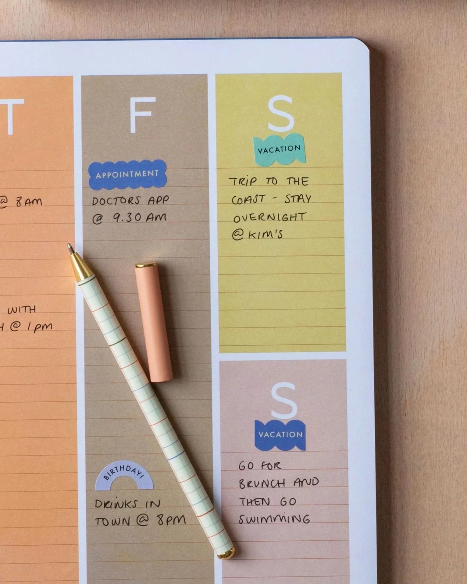 Planner with daily colorful stickers