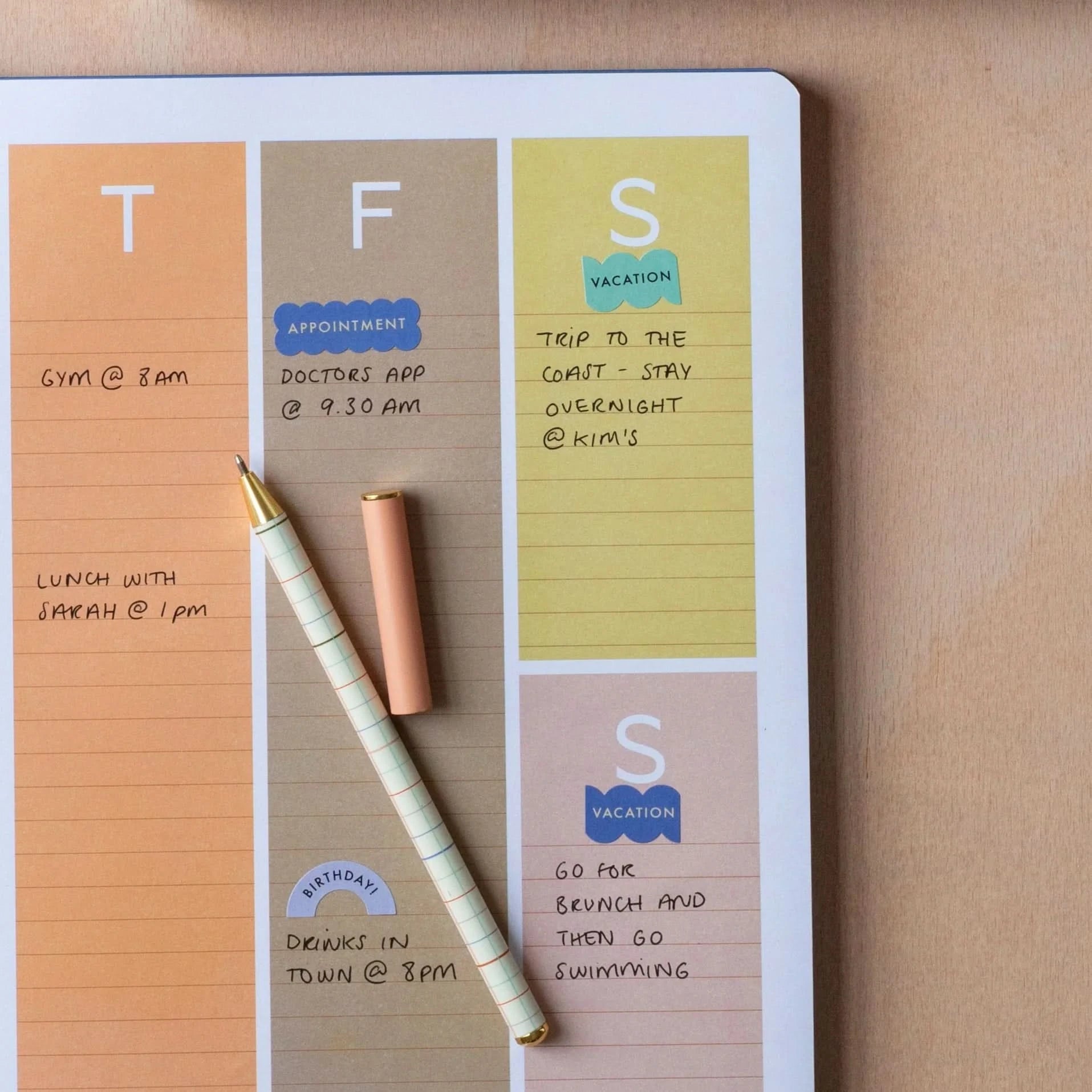 Planner with daily colorful stickers