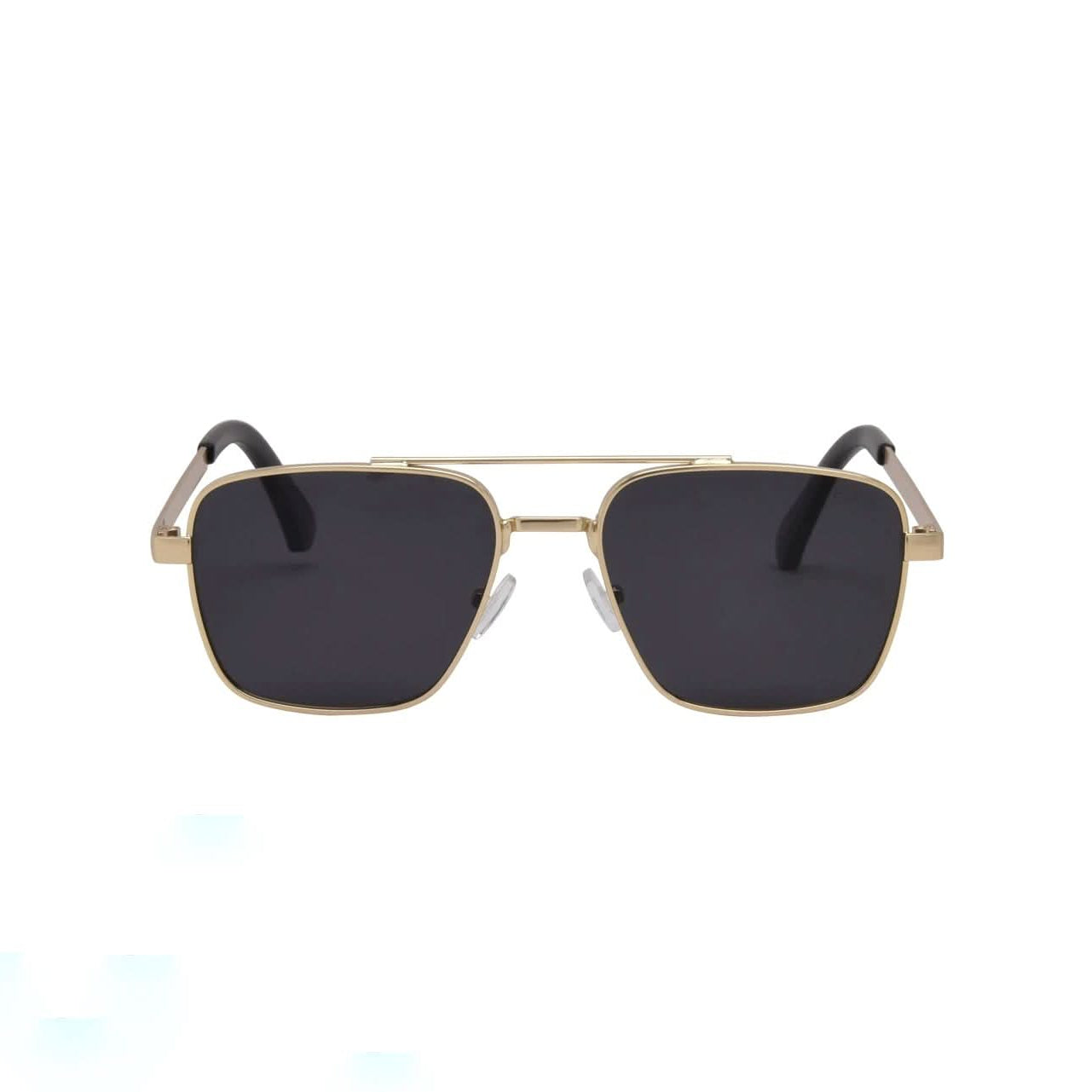 Gold metal framed aviator Sunglasses with Smokey Polarized lens