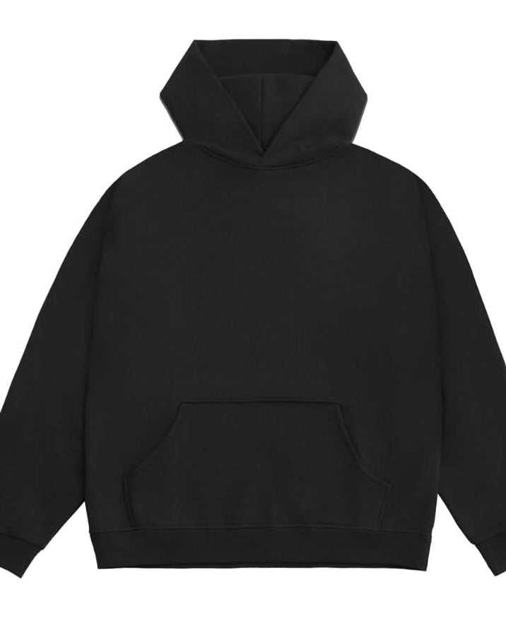Black Vintage washed cotton hoodie on white background