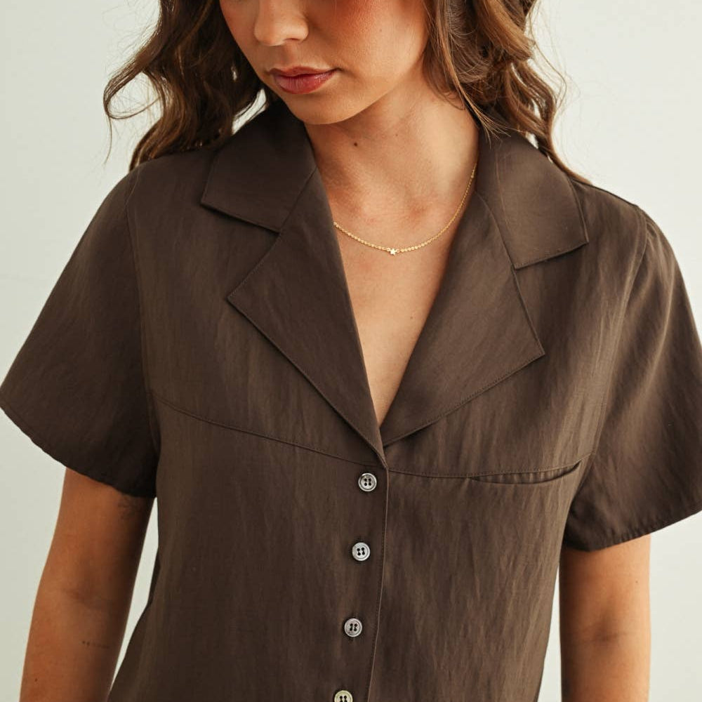 Rayon Button Front Blouse