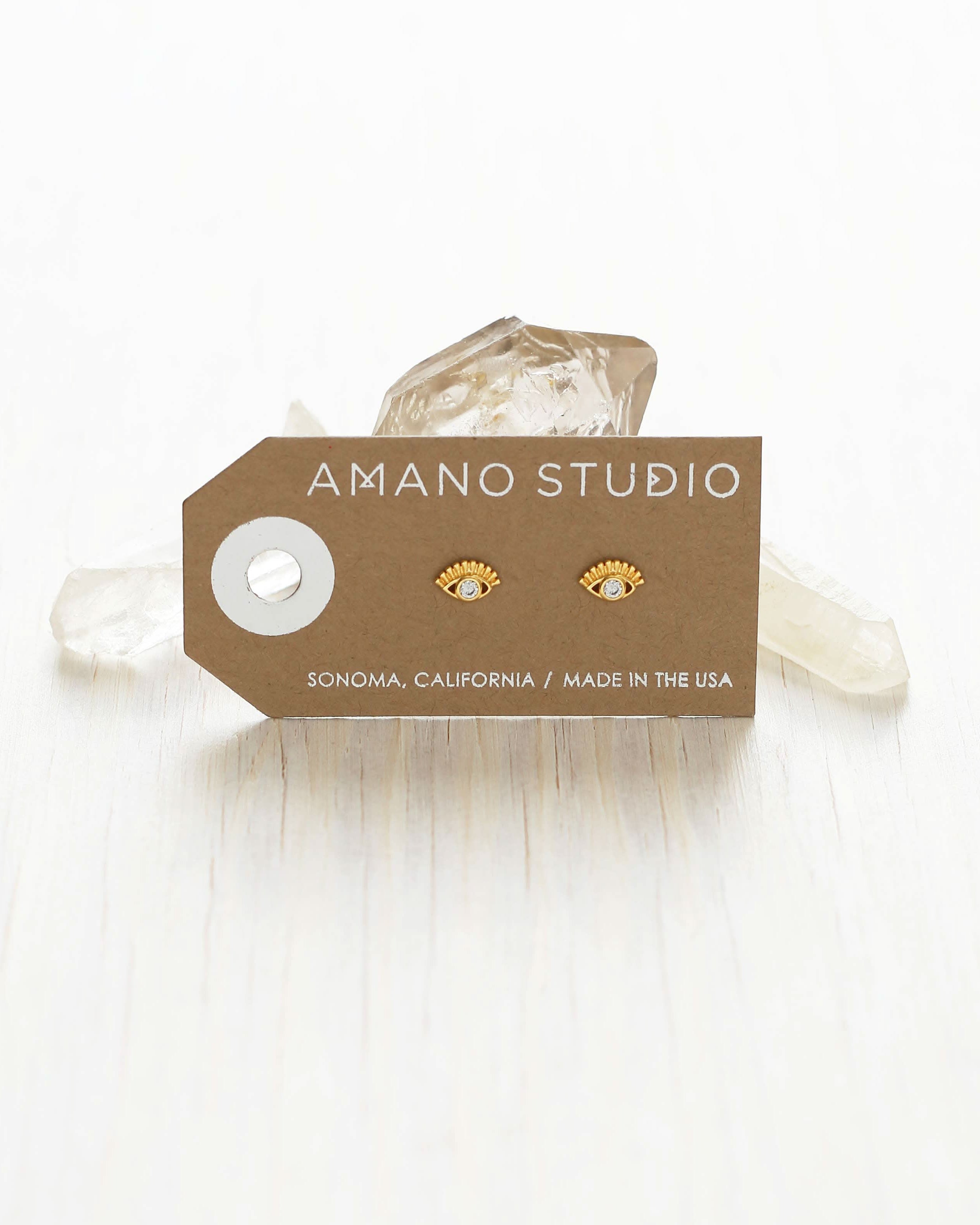 amano studios crystal eye of protection gold stud