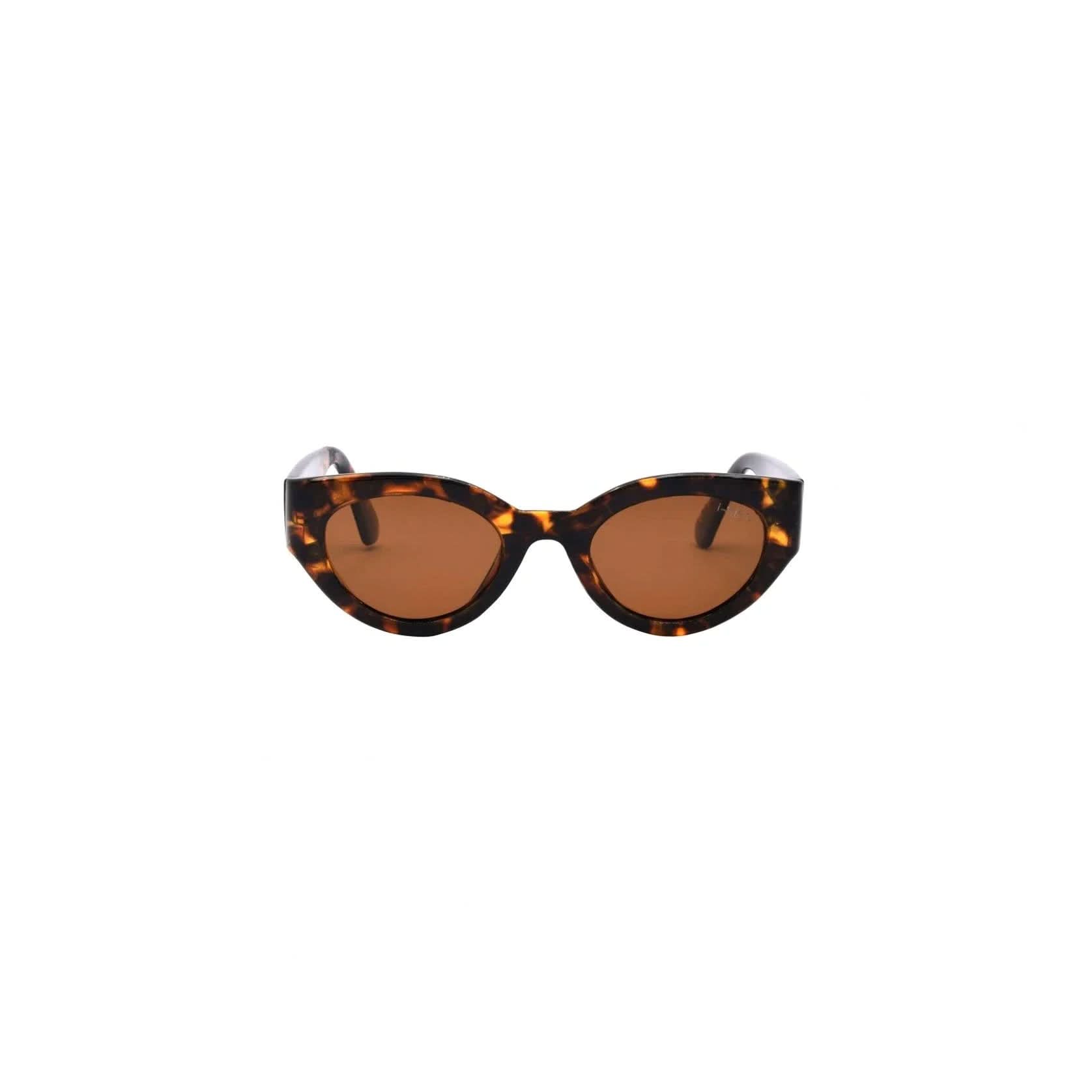 Black and brown sunglasses with brown polarized lenses