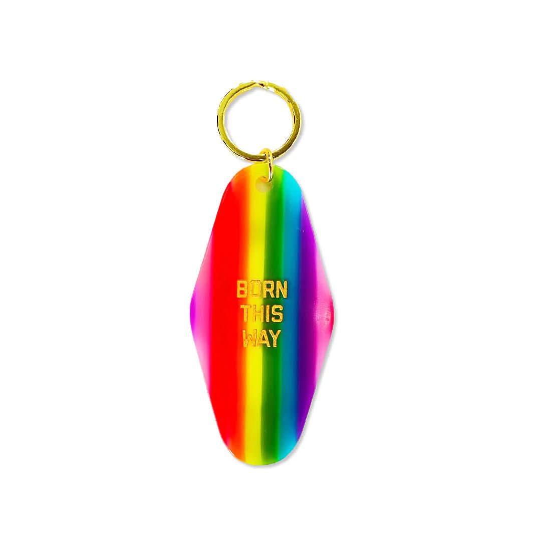 Rainbow Born This Way motel keychain