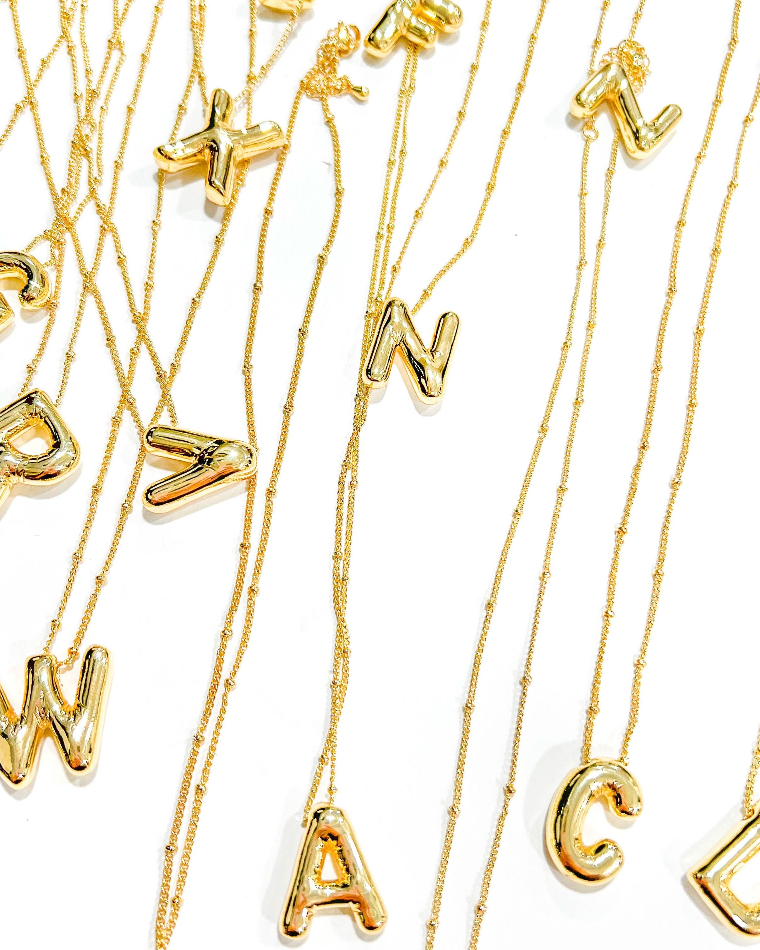 Initial Balloon Bubble 18K Gold Necklace: B / Gold Filled - FORM + CONTENT
