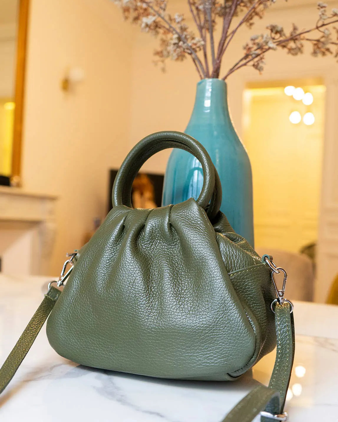 Ayla Leather Bag Green