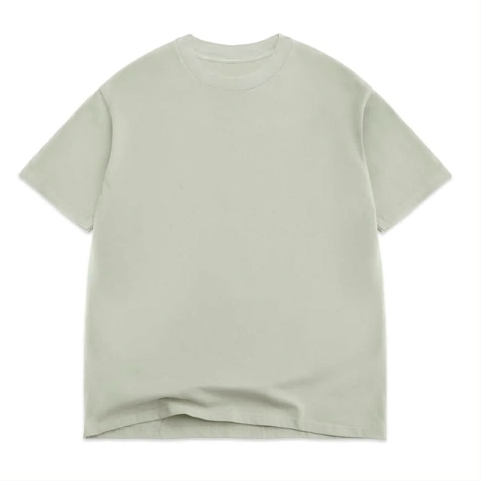 vintage, washed, light Sage green, oversized, box, tee t-shirt on white background