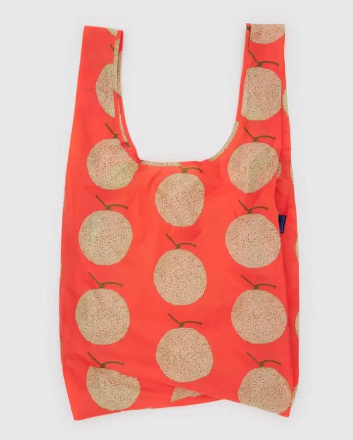 Large reusable shopping bag orange with tangerine print