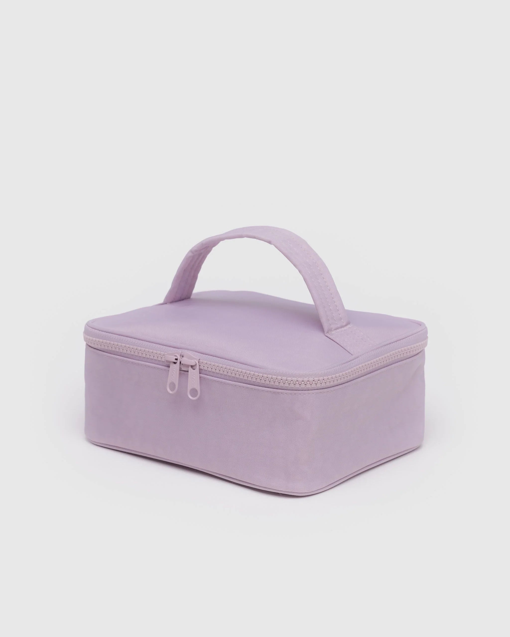 Purple cosmetic bag with a Short handle