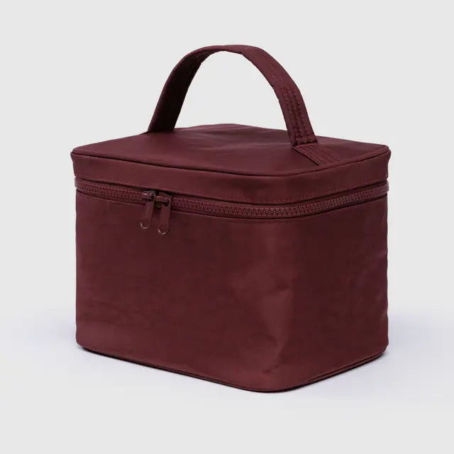BAGGU Large Cosmetic Case Brown leather travel case with handle