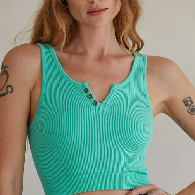 Day Dream Button Croped Tank Top - FORM + CONTENT