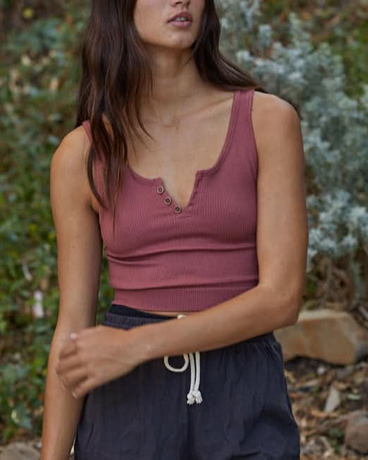 Day Dream Button Croped Tank Top - FORM + CONTENT