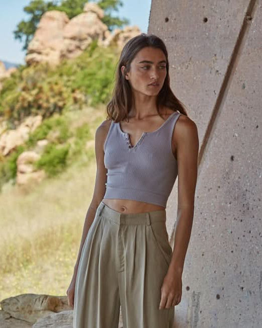 Day Dream Button Croped Tank Top - FORM + CONTENT