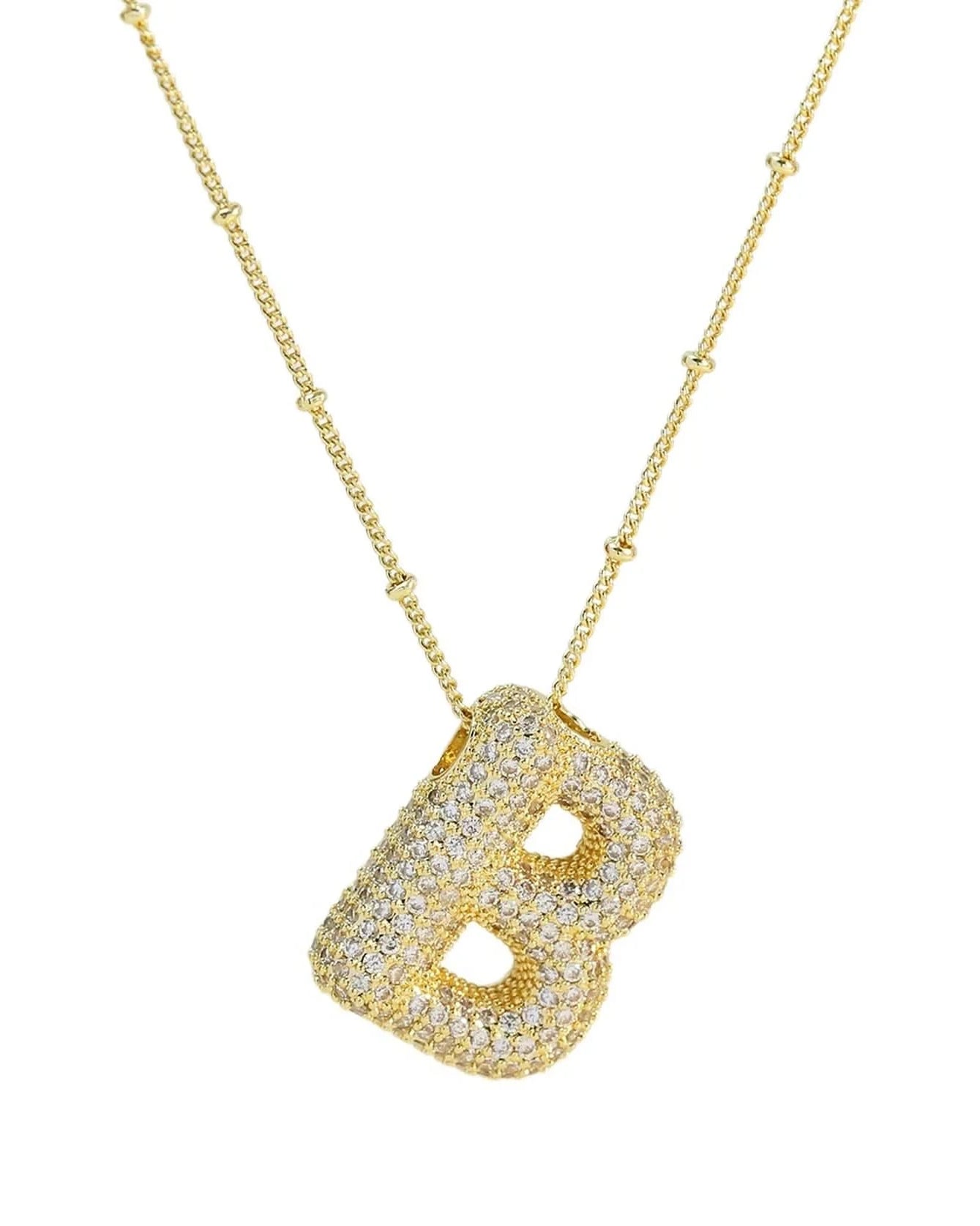 Gold Balloon Bubble Letter B Initial Necklace | FORM + CONTENT
