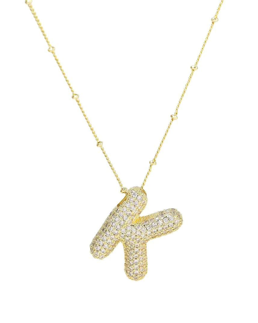 Unique Initial K Necklace | 14K Gold Balloon Design | FORM + CONTENT