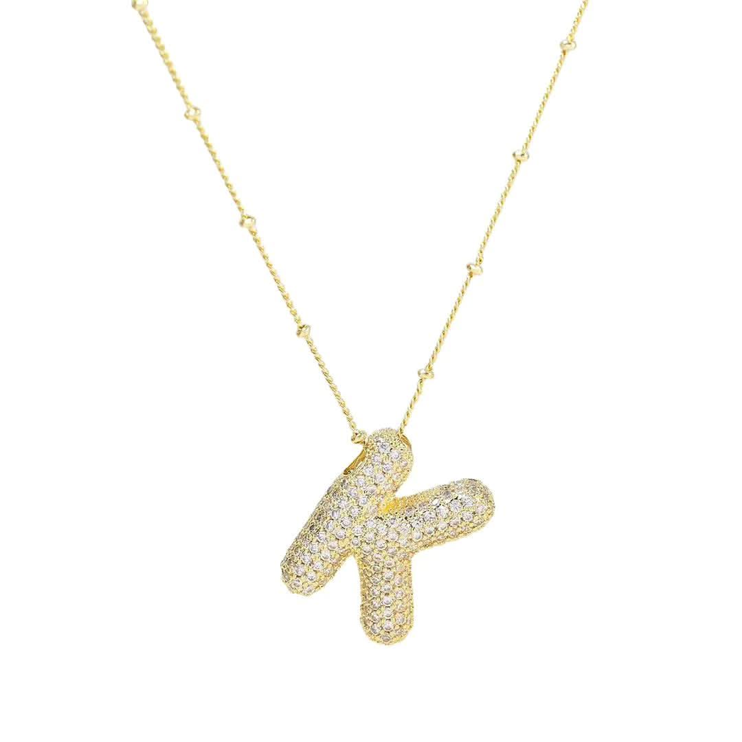 Unique Initial K Necklace | 14K Gold Balloon Design | FORM + CONTENT