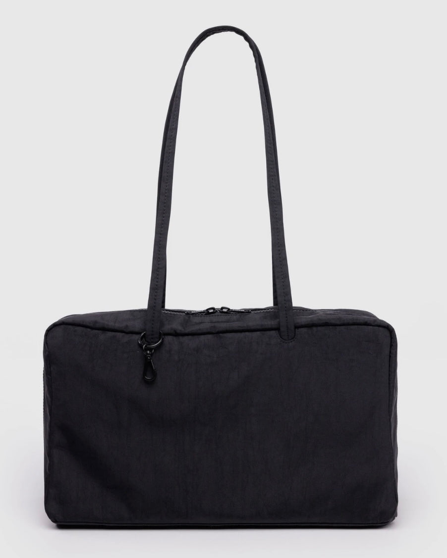 Black BAGGU Medium Nylon Bowler Bag with long handles.