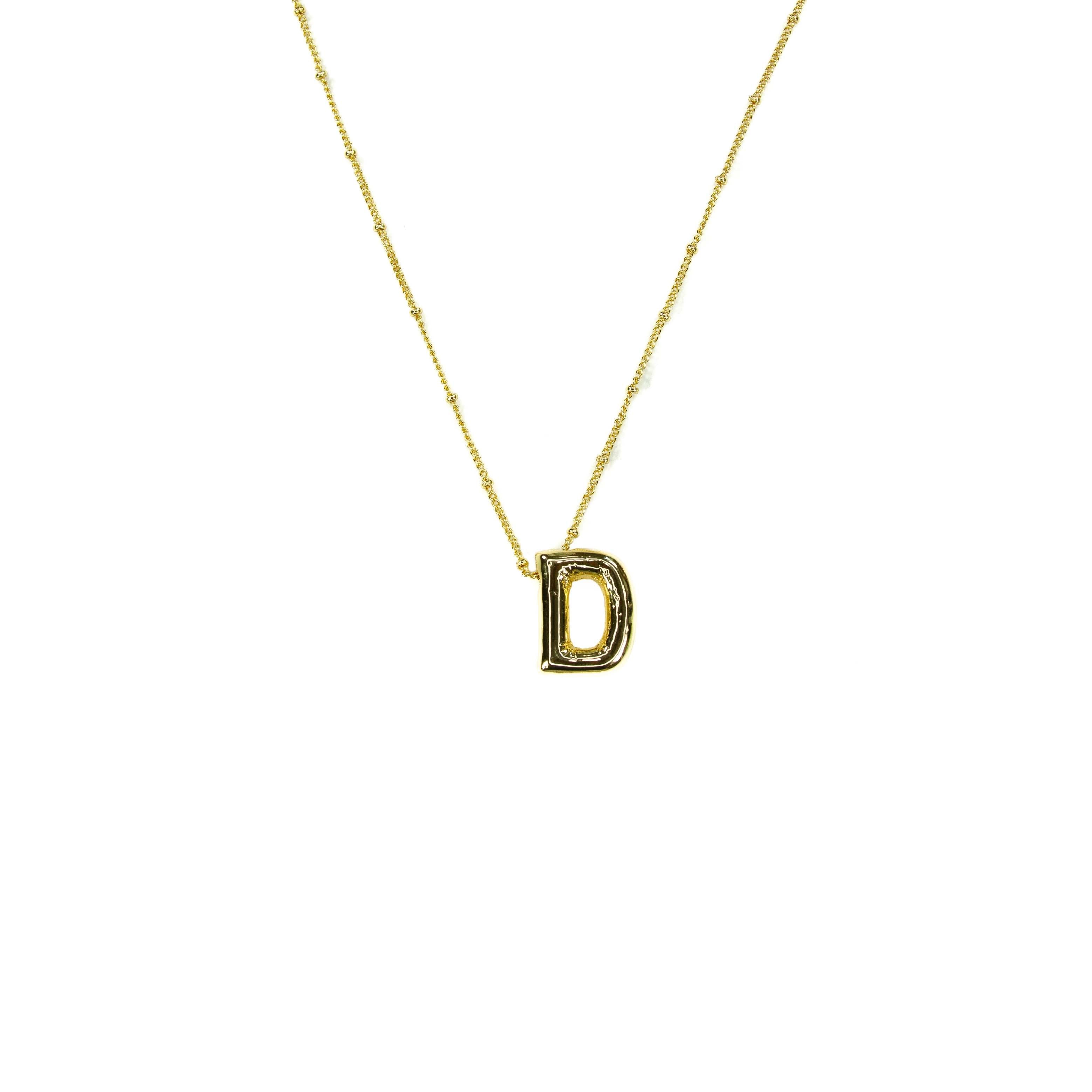 Initial Balloon Bubble 18K Gold Necklace: D / Gold Filled - FORM + CONTENT