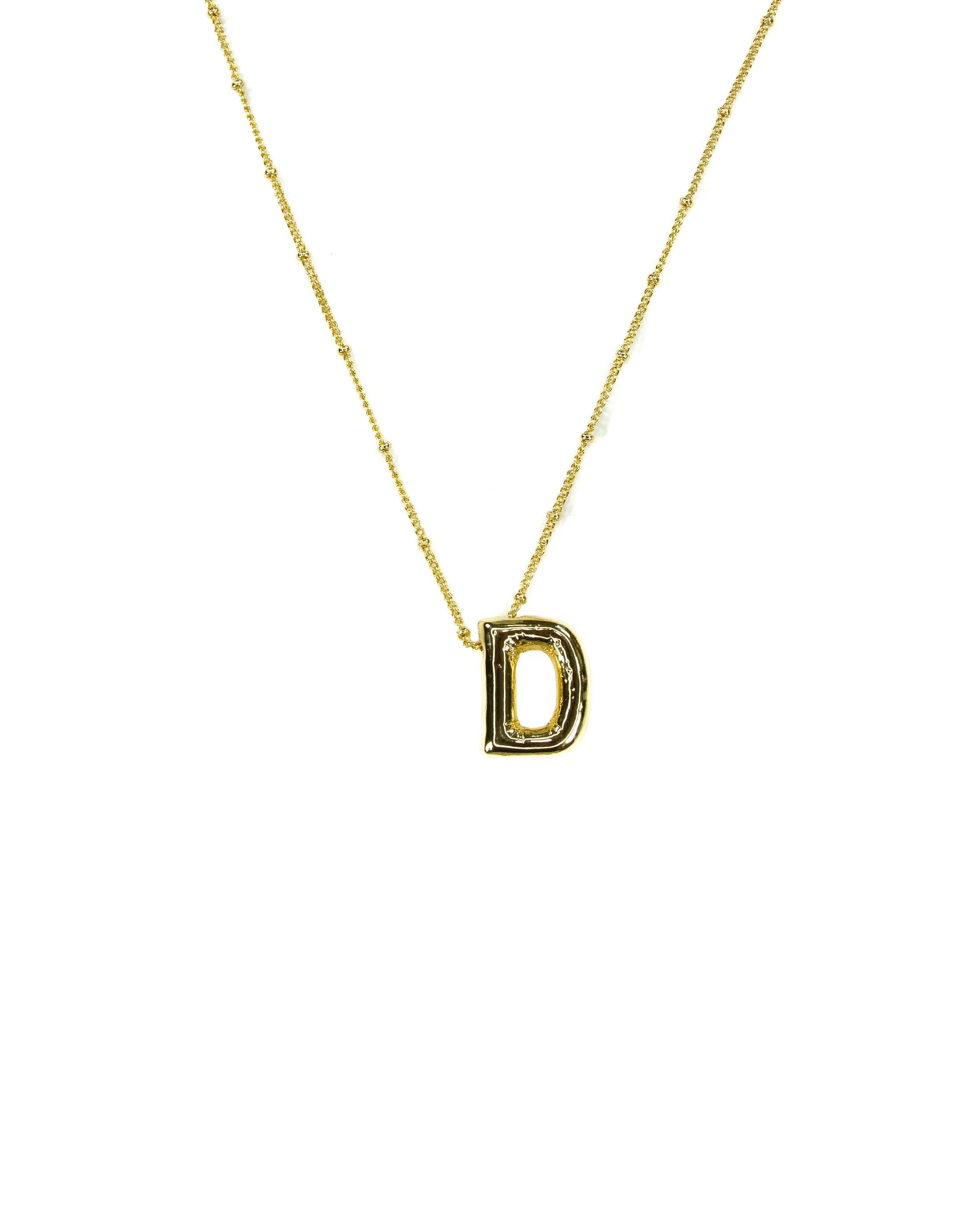 Initial Balloon Bubble 18K Gold Necklace: D / Gold Filled - FORM + CONTENT