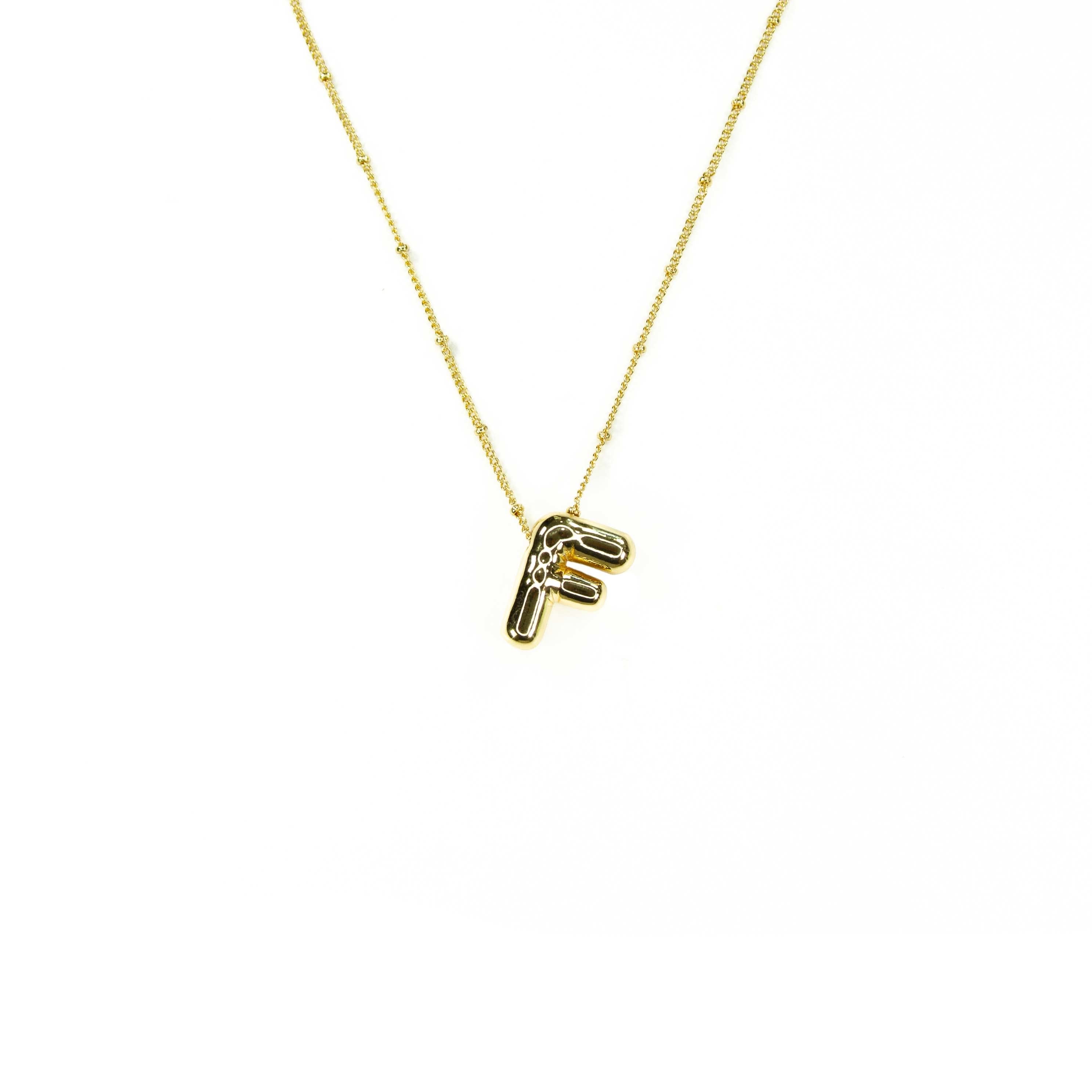 Initial Balloon Bubble 18K Gold Necklace: F / Gold Filled - FORM + CONTENT