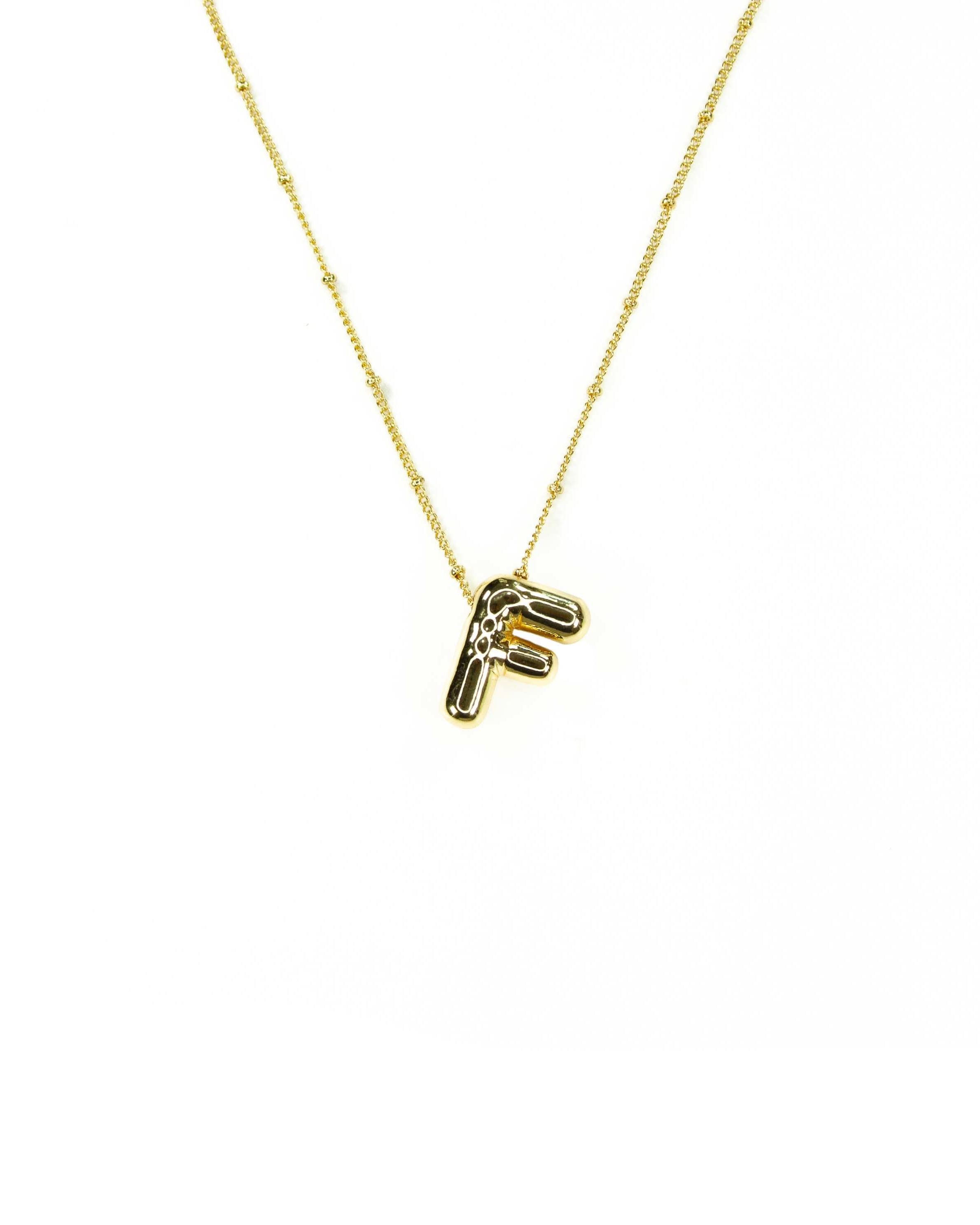 Initial Balloon Bubble 18K Gold Necklace: F / Gold Filled - FORM + CONTENT
