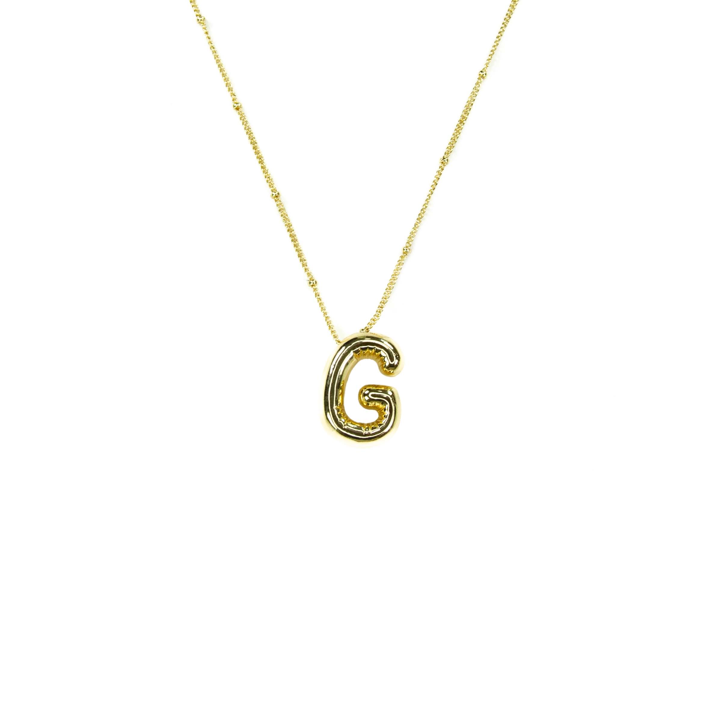 Initial Balloon Bubble 18K Gold Necklace: G / Gold Filled - FORM + CONTENT